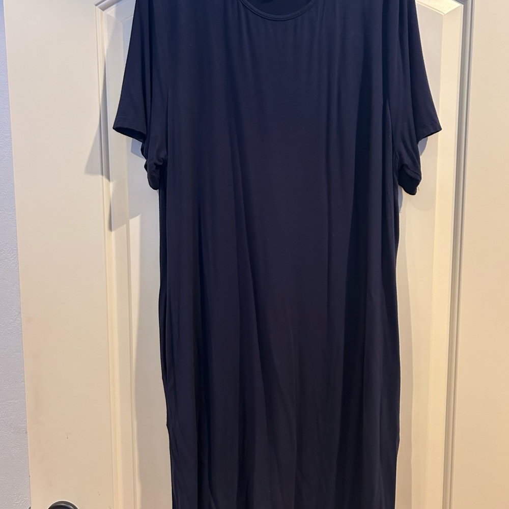 Simple Navy Blue T-Shirt Dress